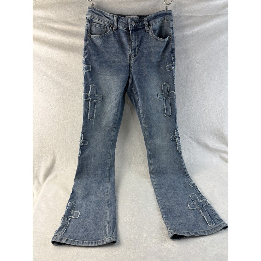 Ashley Mason Denim Super Soft Boot Cut Jeans Womens 3/26 Cross Design